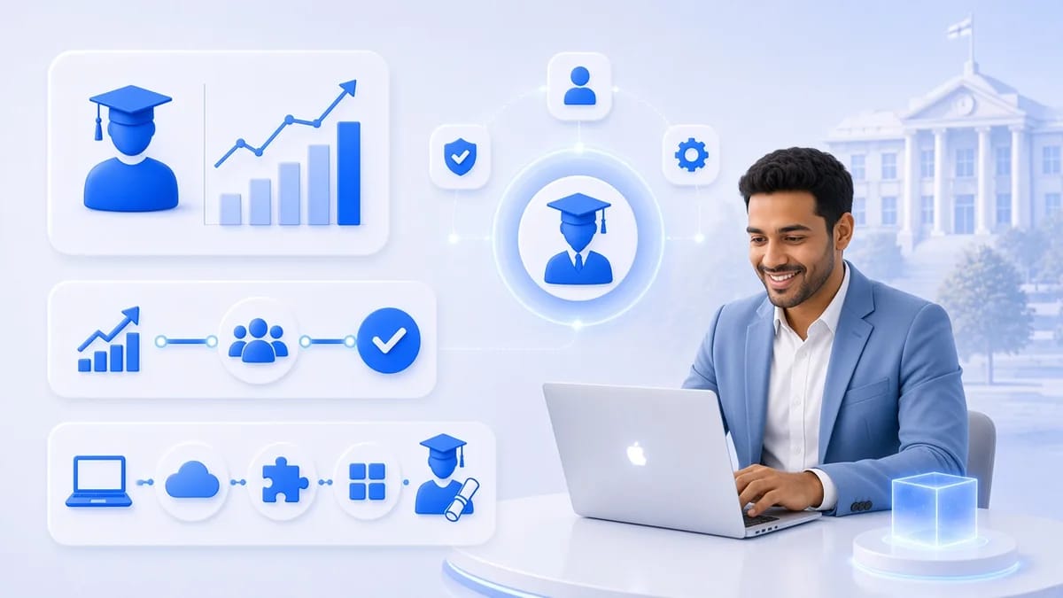 Institutional dashboard contrasting vanity employability metrics with capability and outcome indicators backed by evidence